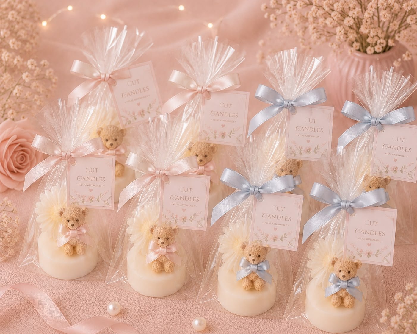 Bärchen mit Margerite von Cut Candles, Erinnerungen für Taufen, Kommunionen und Babypartys